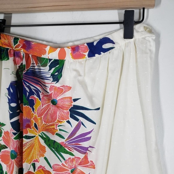 Vintage Frederick's Of Hollywood Floral Midi Skirt‎ 13 6 White Tropical - Picture 2 of 13